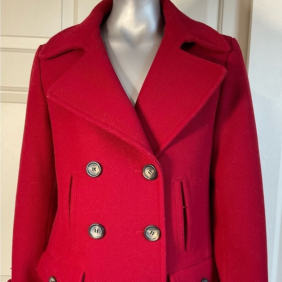 Talbots Wool Blend Double Breasted Pea Coat Women Size 6 Black Buttons - Picture 4 of 11